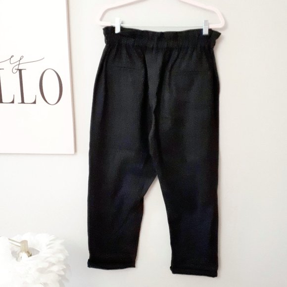EUC Zara black high waisted relaxed leg slouchy fit button up cotton pants, 8 - Picture 5 of 6